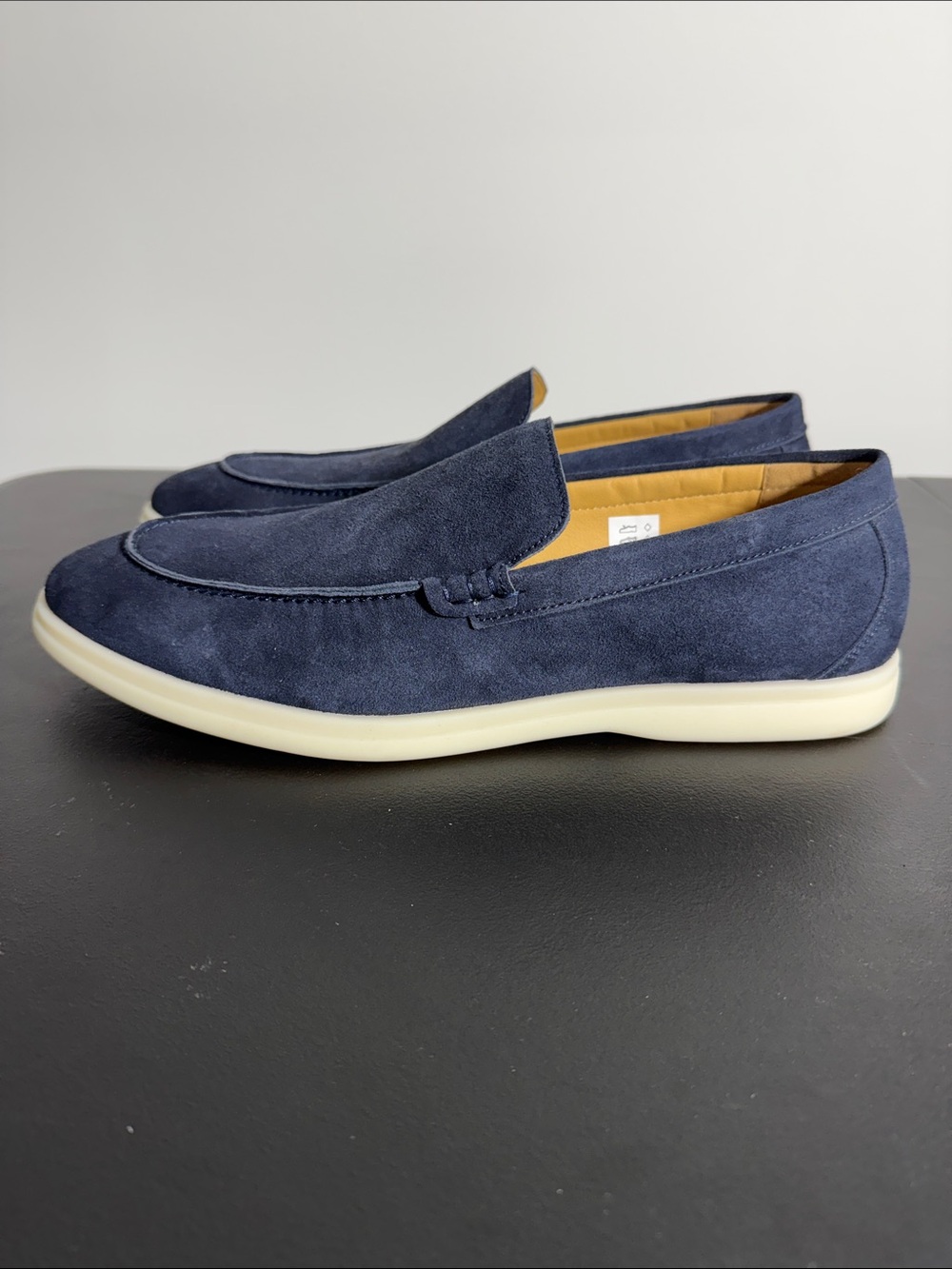 Jack Erwin mens 12 navy blue Tanner suede old money loafer shoes EUC